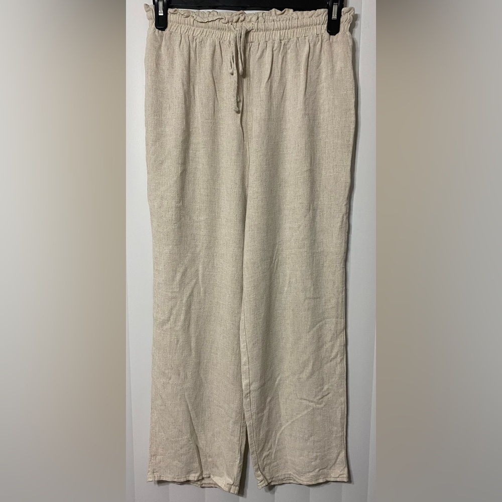 HYFVE Linen Cotton Pants, Neutral, Sz M, Lagenlook, Coastal, Resortwear, Vacay - Picture 5 of 12